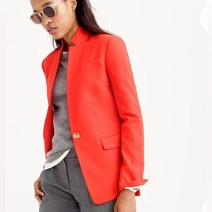 J. Crew Regent Blazer Wool Flannel Single Button Bright Red Orange size 4